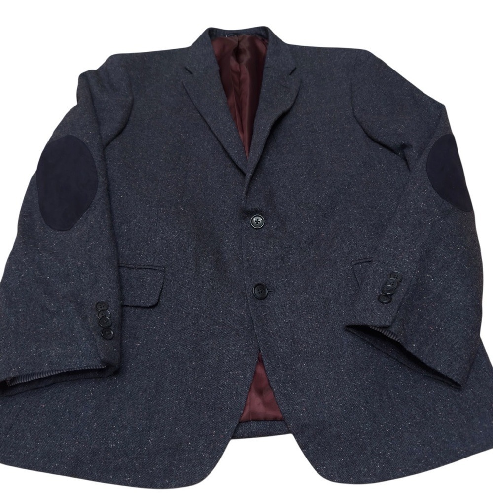 Tommy Hilfiger Wool Blend Sport Coat Mens 42R Charcoal Elbow Patches Two Button - Picture 6 of 13